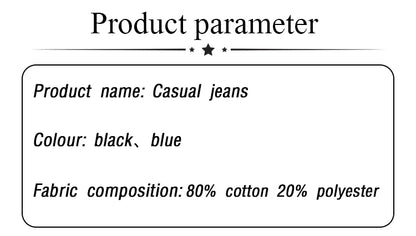 Plus Size Women’s Casual Jeans – Classic Black & Blue Washed Denim for Spring & Autumn, Comfortable & Versatile