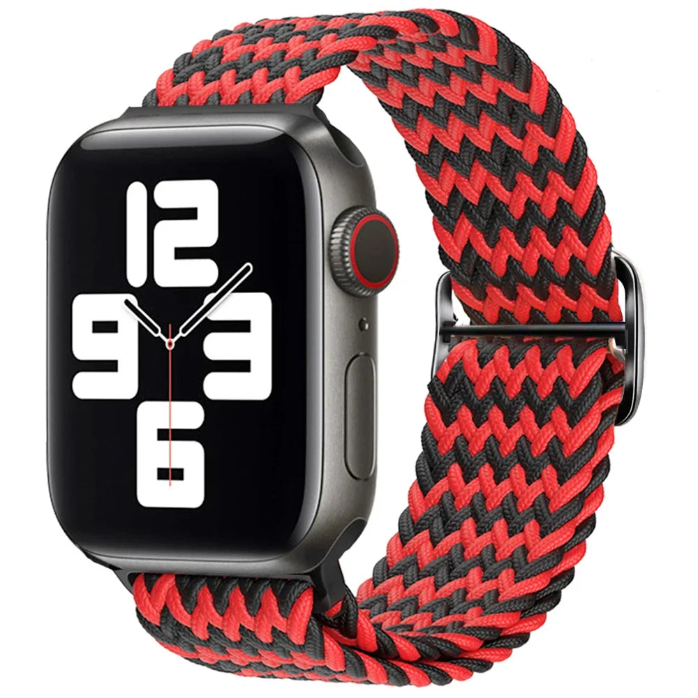 Braided Solo Loop Apple Watch Ultra Band – Elastic Nylon Sport Bracelet for iWatch SE, Series 3–9 (38mm–49mm) Strap