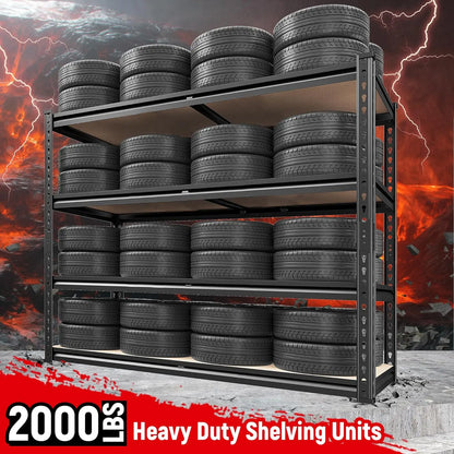 4-Tier Heavy Duty Garage Shelving – 2000LBS Adjustable Metal Storage Rack for Closet, Pantry, Utility