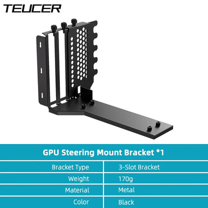 TEUCER L-Z3 GPU Vertical Mounting Bracket Kit – PCIe 4.0 X16 Riser Cable 200mm for Graphics Card Steering Mount