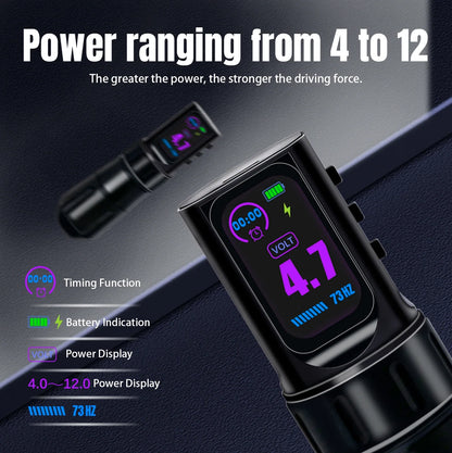 Wireless Tattoo Pen Machine – Dual Mode Direct Drive with IPS Screen, 1800mAh Battery & Timing Function for Professional Tattoo Artists