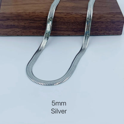 Minimalist Unisex Snake Chain Necklace Choker – Stainless Steel Herringbone Gold Color Fashion Jewelry for Women & Men