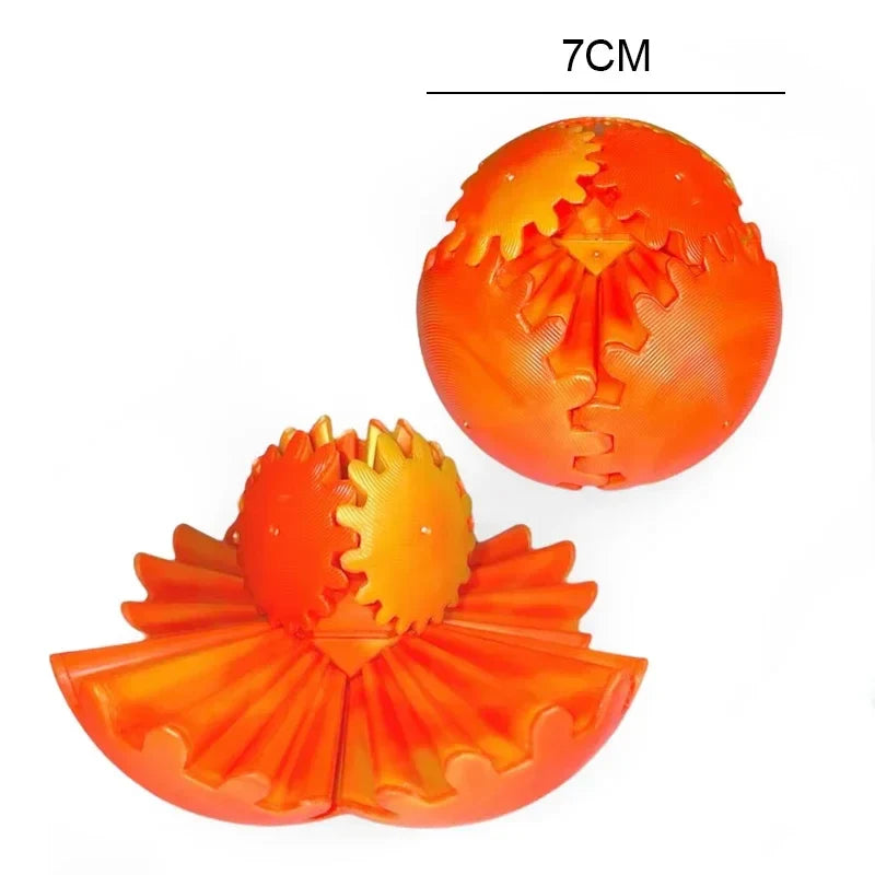 3D Printed Gear Ball Fidget Toy – Spinning Stress Relief Cube for Kids & Adults