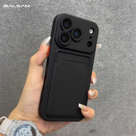 Luxury Soft Silicone Wallet Case for iPhone – Shockproof Card Holder Slot Cover for iPhone 17 Air, 16E, 15, 14 Plus, 13, 12 Mini, 11 Pro Max, XR & XS