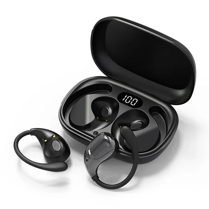 Bluetooth 5.4 Ear Hook Headphones – TWS Wireless HiFi Stereo Waterproof Earbuds with LED Display, Touch Control & Long Battery Life