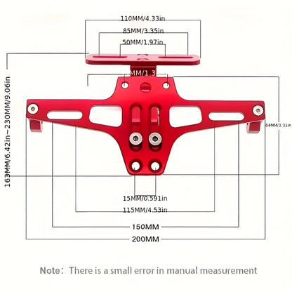 Motorcycle Rear License Plate Mount — Aluminum Alloy Bracket, Universal Motorcycle Accessory & Modification Part