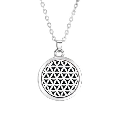 Tree of Life Aromatherapy Necklace – Stainless Steel Essential Oil Diffuser Locket Pendant