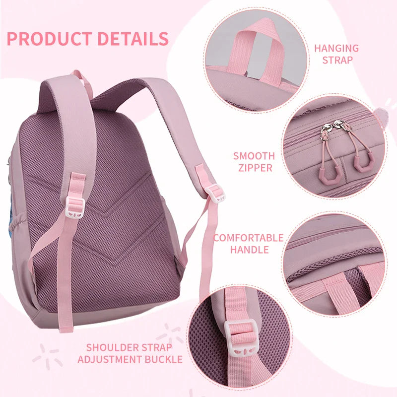 Teen Girls School Backpack | Pink Waterproof Bag for Primary & Middle School Students