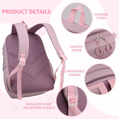 Teen Girls School Backpack | Pink Waterproof Bag for Primary & Middle School Students