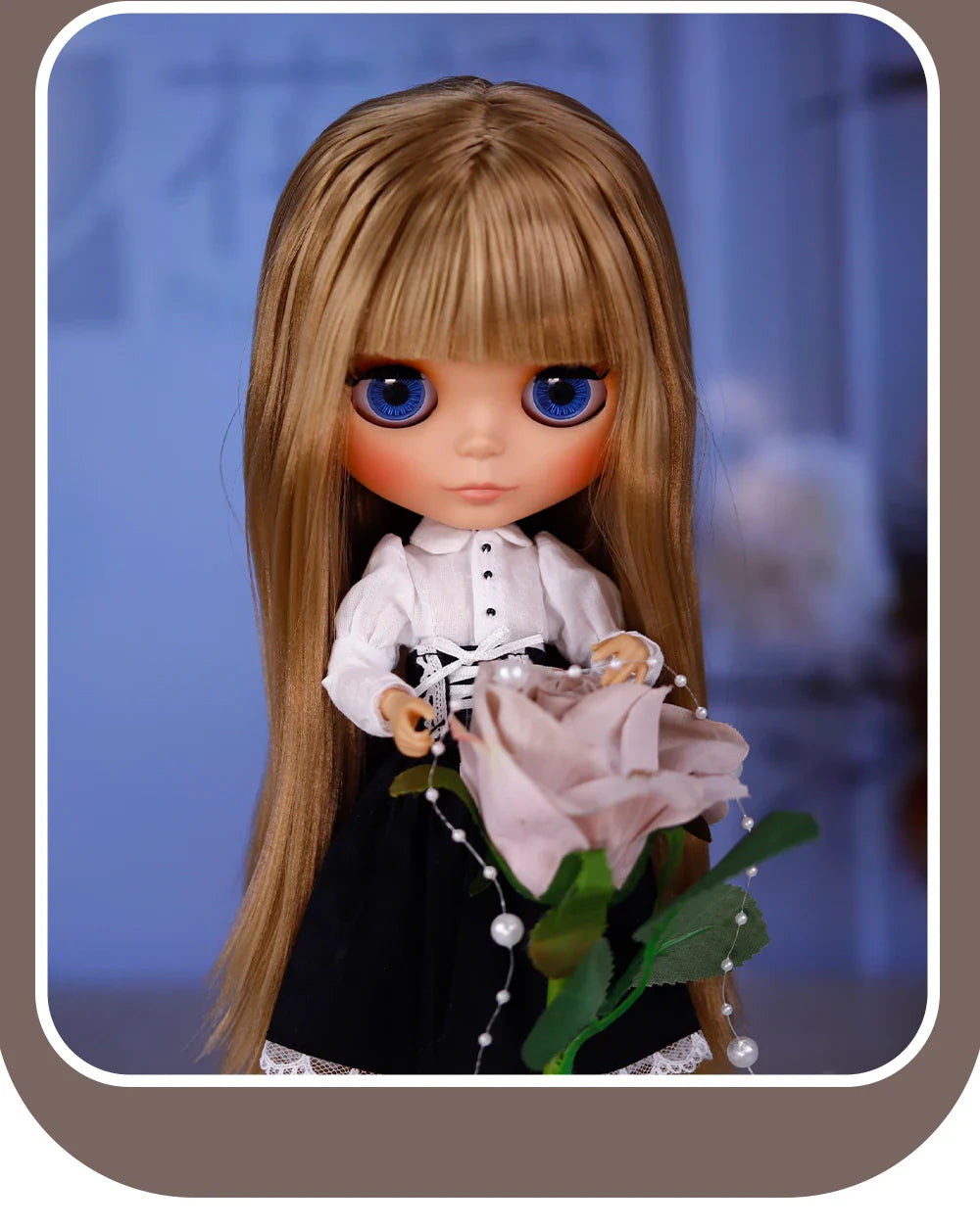ICY DBS Blythe Doll – Tan Skin Matte Face with Eyebrows, 1/6 BJD Joint Body, Anime Christmas Gift