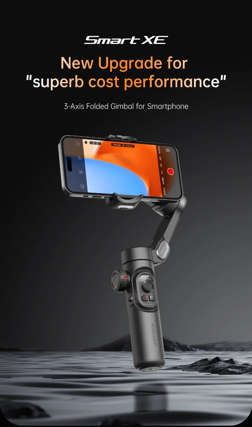 AOCHUAN 3-Axis Handheld Gimbal Stabilizer – Smartphone Stabilizer with Fill Light, Face Tracking for iPhone & Android, Tiktok & Vlog Smart XE