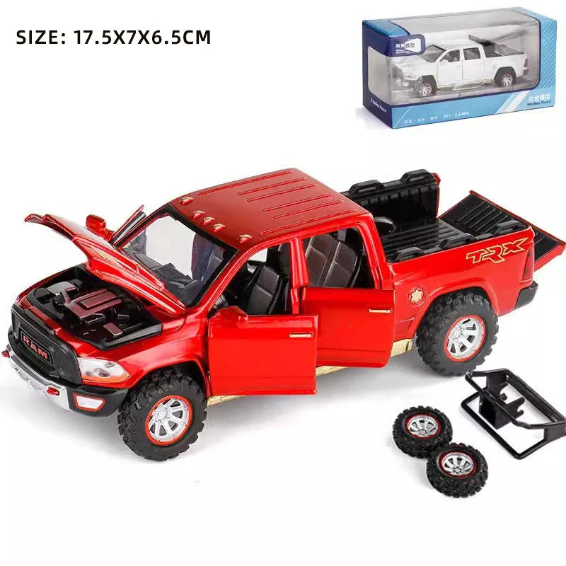 1:32 RAM Pickup Truck Alloy Model – Sound, Light & Spring-Back Action Toy for Kids’ Adventure Play