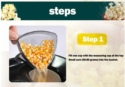 Fully Automatic Mini Popcorn Machine – 110V/220V Electric Popcorn Maker for Home Kitchen Use