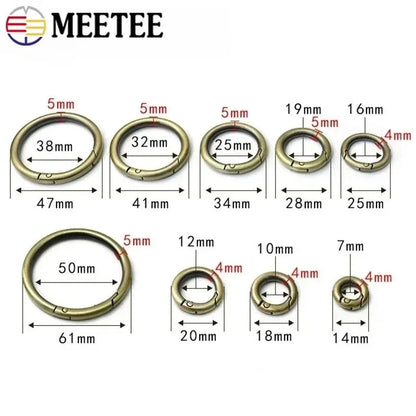 10Pcs Metal O Ring Spring Clasps - 10-38mm Openable Round Carabiner Snap Hooks for Keychains, Bags & DIY Jewelry Accessories