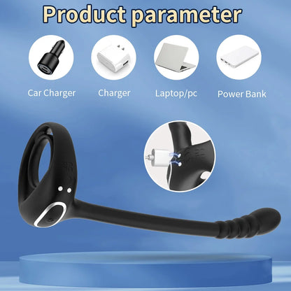 Bluetooth App-Controlled Prostate Massager – Anal Vibrator with Penis Ring & Testicle Massage for Men