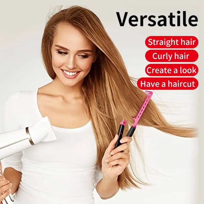 V-Shaped Flat Comb Hairpin: Salon Hair Brush Comb for Hairdressing Styling - Fluffy Anti-Static Rolling Curly Comb for Household