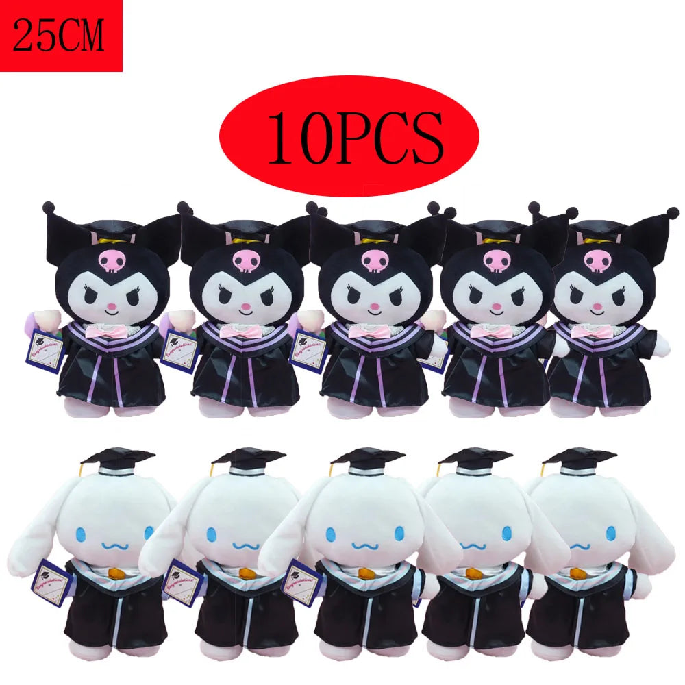 Anime Plush 25cm – Cinnamoroll, My Melody, Kuromi & Hello Kitty Kawaii Soft Stuffed Graduation Doll Gift