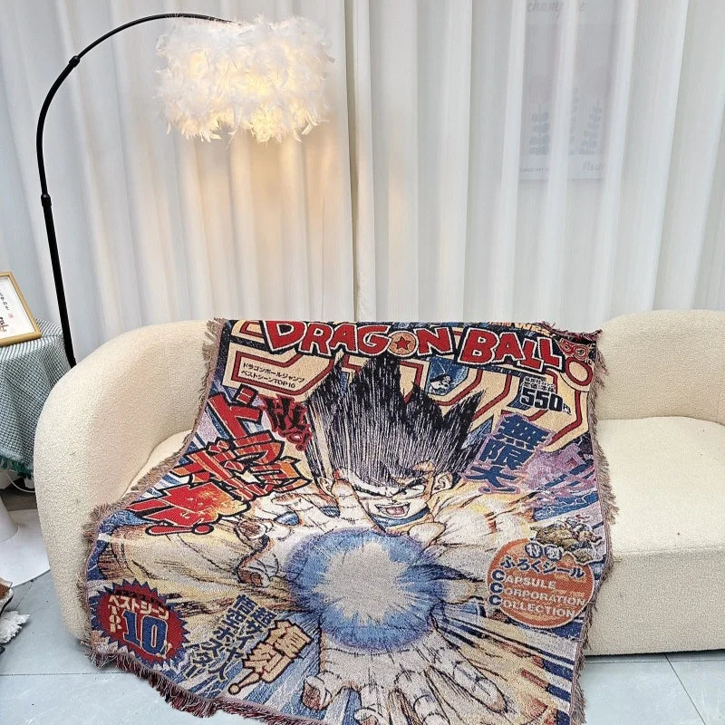 Anime Dragon Ball & One Piece Cotton Blanket – Decorative Sofa & Bed Throw
