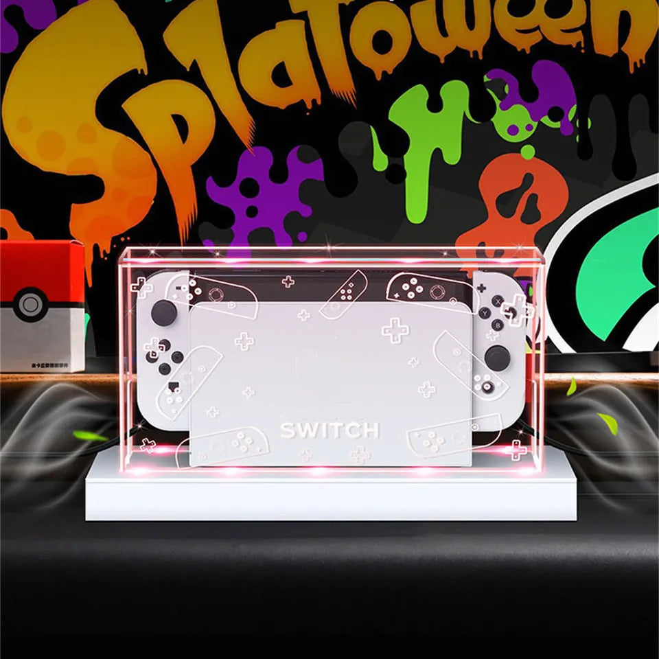 Crystal Clear Protection: Dust Cover for Nintendo Switch OLED - Protective Acrylic Sleeve Display Box - Safeguard Your Console and Games in Style