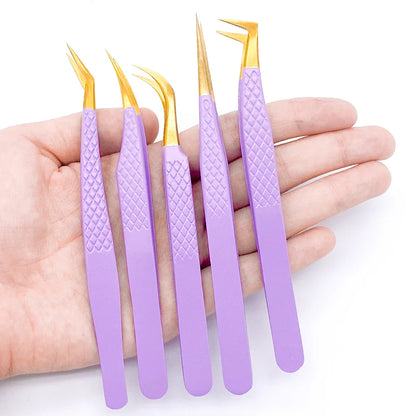 AILEISHI Eyelash Tweezers — Stainless Steel High Precision Anti-Static Extension Tool