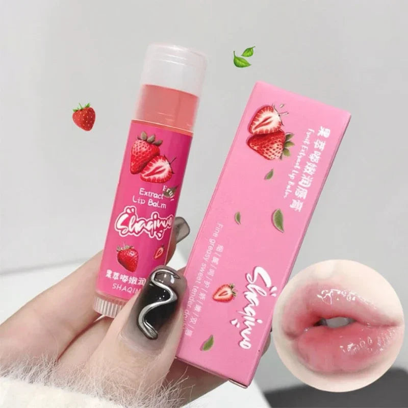 Jelly Fruit Lip Balm – Plant Extract Moisturizing Nourishing Lip Gloss, Long-Lasting Hydrating Juicy Peach Lip Care