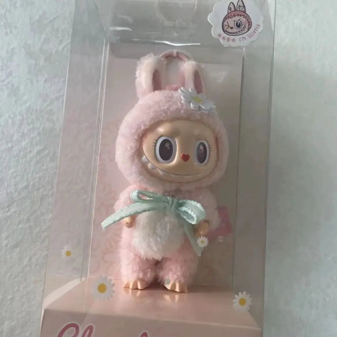 Mokoko Sweetheart Pink Labubu Doll Pendant — Cute 1:1 Replica Ornament, Christmas Gift for Kids