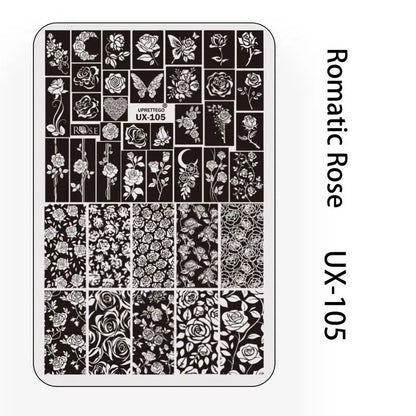 UX Serial 2 Stainless Steel Stamping Plate Template – Vintage Abstract Fabric Texture Pattern for Nail Art, Floral Lace, Xmas & Halloween Designs (UX52)
