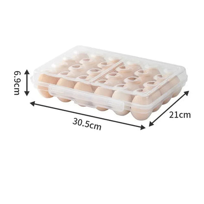 Portable Egg Storage Box - Plastic Refrigerator Egg Holder Tray with Lid for Fridge, Camping, Hiking & Outdoor Use