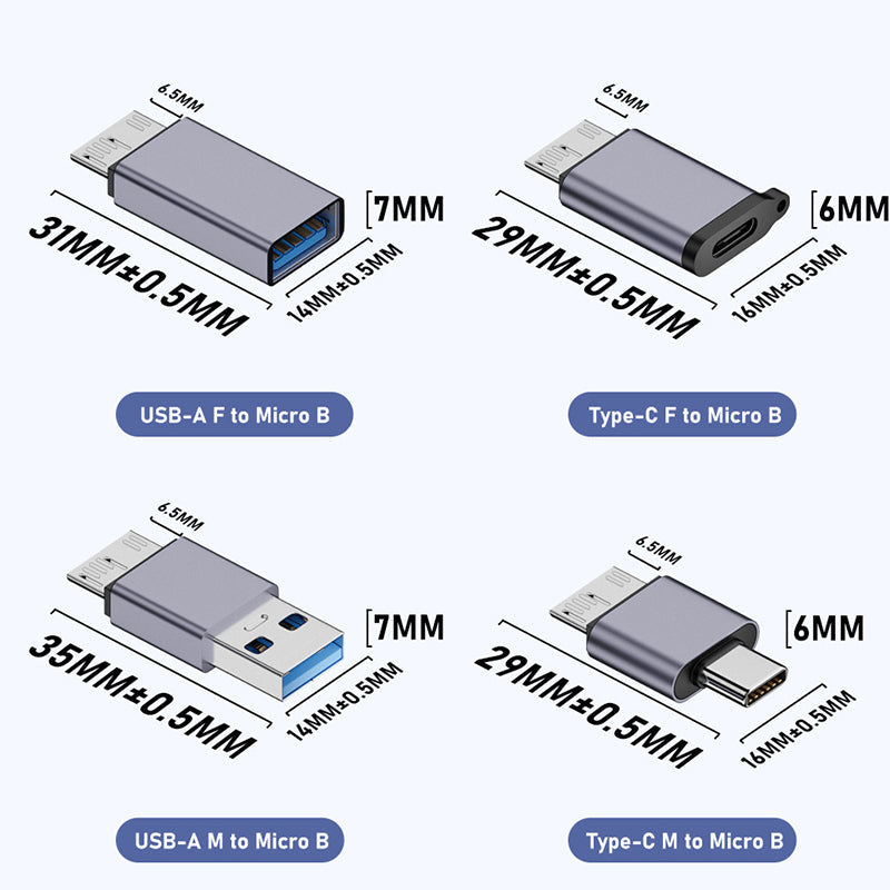 Micro B USB 3.0 Male to Type-C Female Adapter – USB 3.0 to Type-C Connector for External Hard Drive HDD Cable