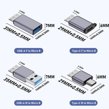 Micro B USB 3.0 Male to Type-C Female Adapter – USB 3.0 to Type-C Connector for External Hard Drive HDD Cable