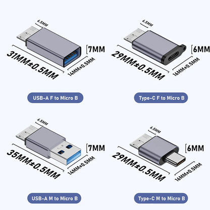 Micro B USB 3.0 Male to Type-C Female Adapter – USB 3.0 to Type-C Connector for External Hard Drive HDD Cable