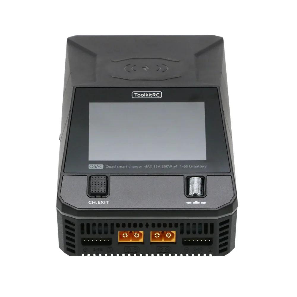 ToolkitRC Q6AC Charger AC 400W/DC 1000W 4-Channel with 65W USB & 15W Wireless Charging for LiPo NiMH PB Batteries