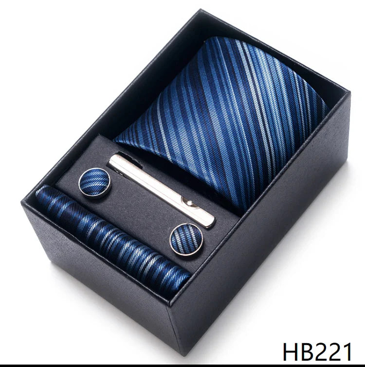 Men’s Tie and Pocket Square Gift Set – 2023 Mixed Colors Paisley Necktie in Box, Wedding Suit Accessory