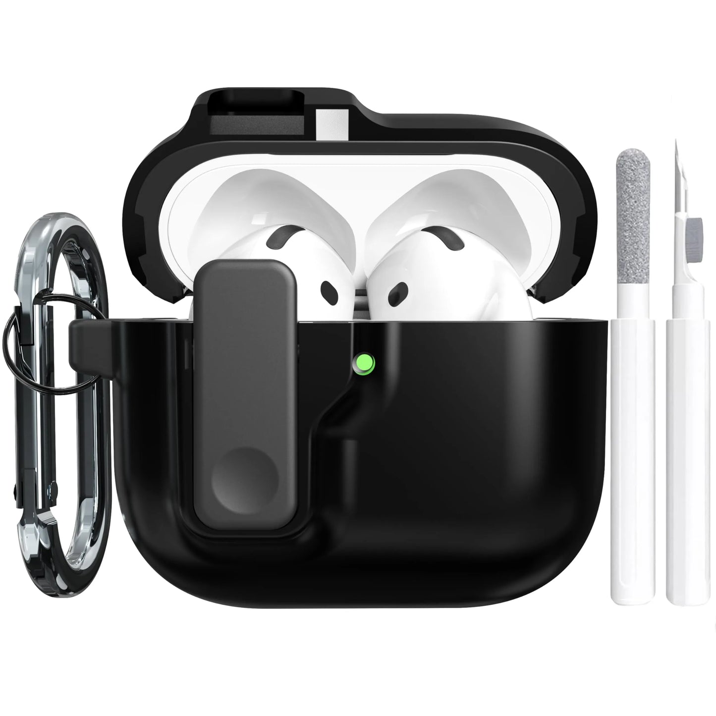 Safety Lock Shockproof Case for AirPods 4 – Protective Wireless Earbuds Case with Cleaning Kit