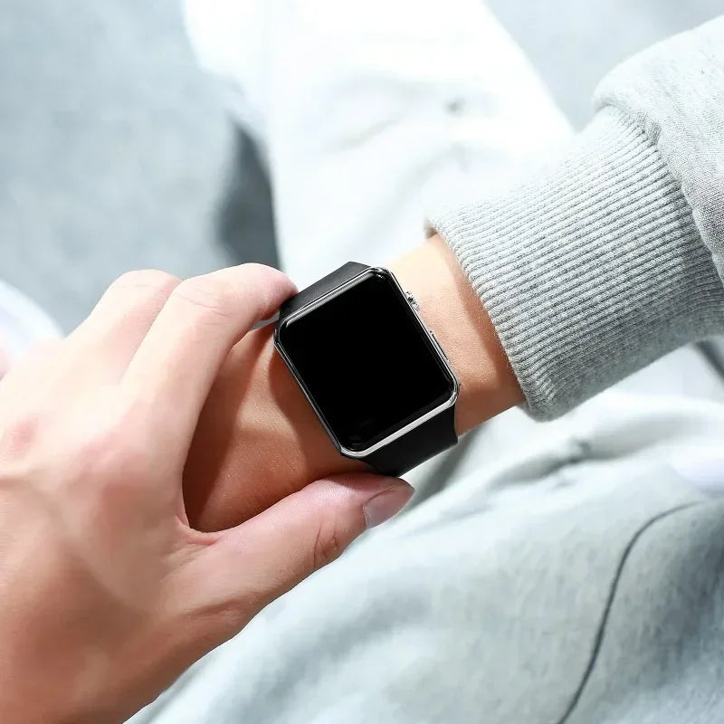 Digital LED Sport Watch – Square Electronic Wristwatch for Men & Women, Casual Silicone Fashion Watch