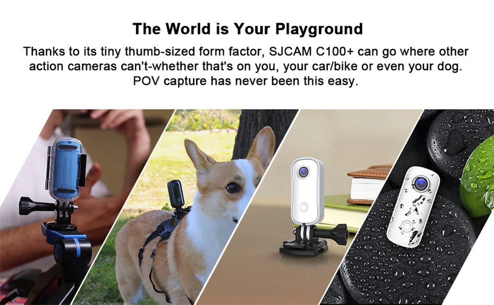SJCAM C100 Plus 4K Action Camera — 30M Waterproof WiFi Sport Cam with EIS for Bike & Motorcycle Helmets