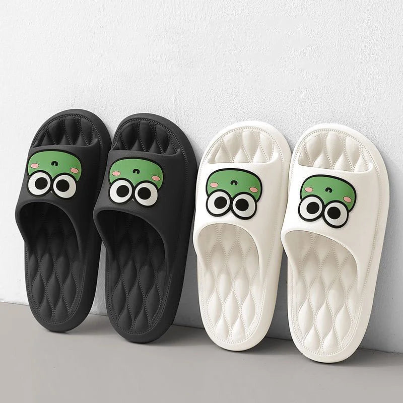 Summer Cartoon Frog Beach Slides – Anti-Slip Bathroom & Home Flip Flops, Soft Comfortable Sandals
