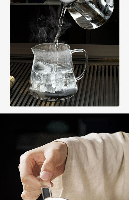 Heat-Resistant Glass Teapot with Stainless Steel Tea Strainer Infuser – Flower Kettle Kung Fu Teaware Set for Puer & Oolong Tea
