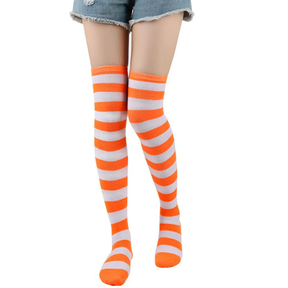 Stylish Knee-Length JK Striped Socks for Women & Girls – Multi-Color Cute Thigh-High Socks   1/2