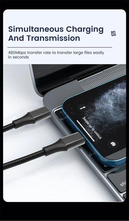 30cm USB-C to USB-C Fast Charging Cable – Compatible with iPhone 15, Xiaomi, Samsung, Huawei & Power Banks