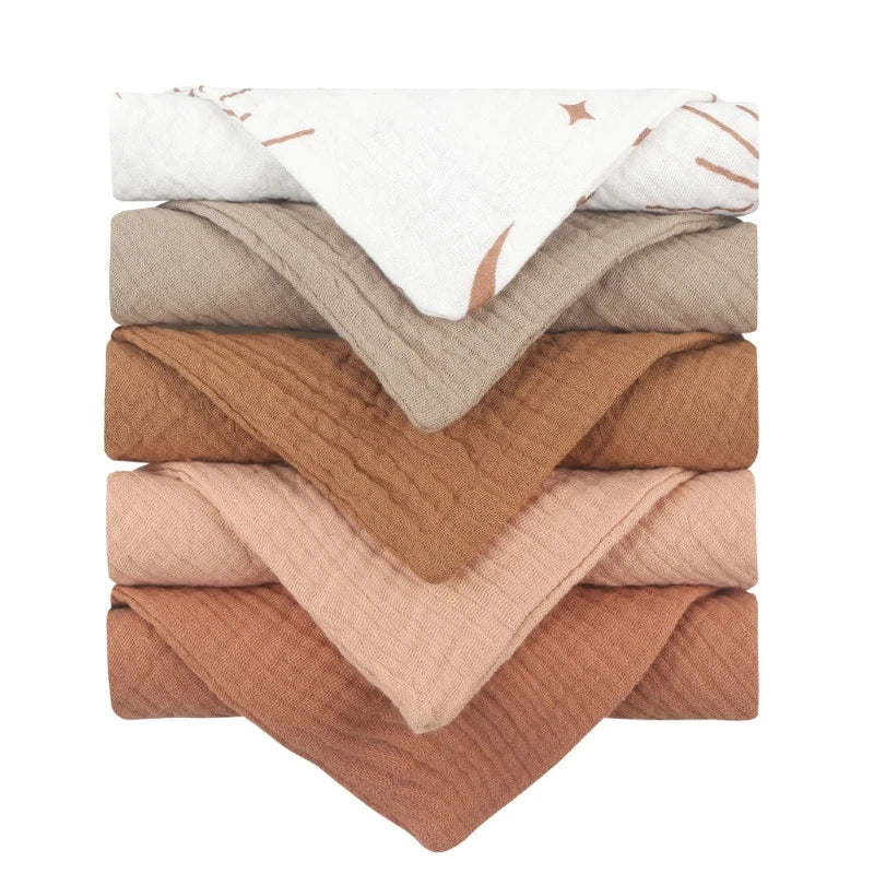 5PCS Baby Cotton Gauze Towels - Soft Absorbent Face Cloths for Bathing, Feeding & Daily Care