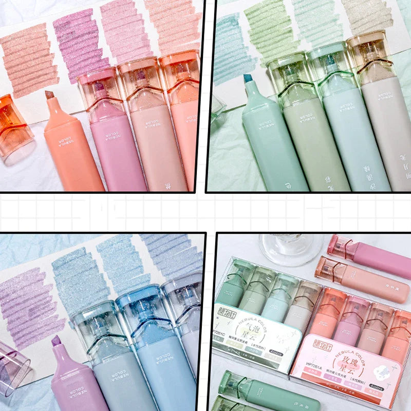 Glitter Highlighters - Flexible Line Width, Smudge-Proof Water-Based Ink for Sparkling Note-Taking, Planners & Bible Journaling