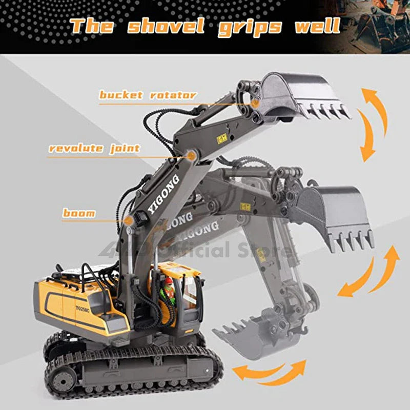 4WD RC Excavator Alloy Dump Truck Bulldozer | Remote Control Construction Vehicle Toy for Kids
