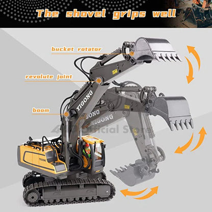 4WD RC Excavator Alloy Dump Truck Bulldozer | Remote Control Construction Vehicle Toy for Kids