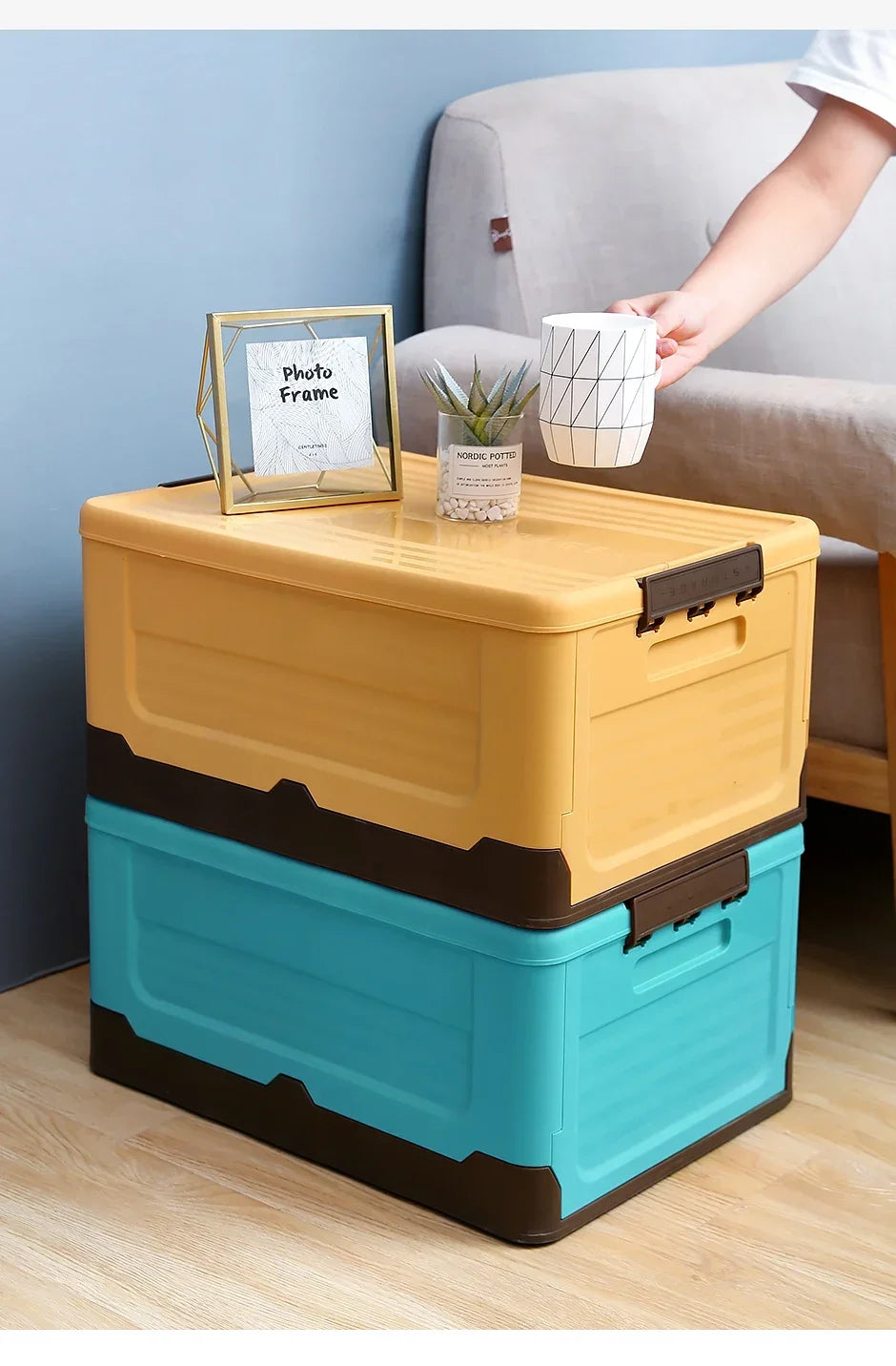 Folding Storage Box with Lid – Multifunction Plastic Organizer Container