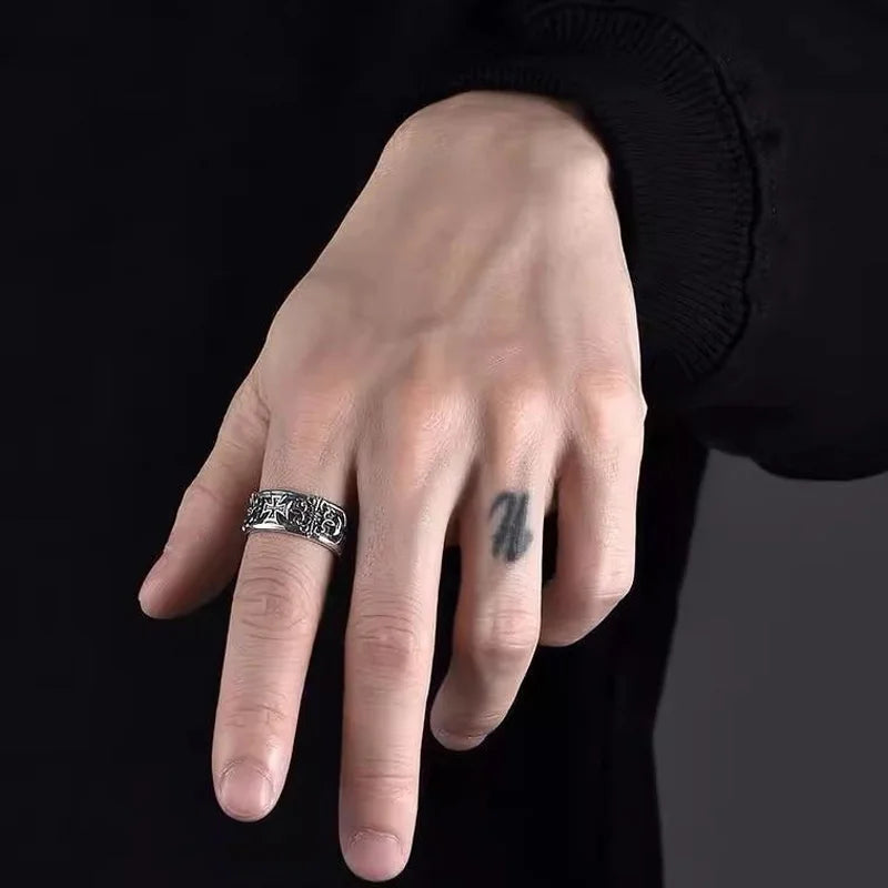 Men's Cross Ring - Vintage Y2K Punk Gothic Adjustable Couple Jewelry
