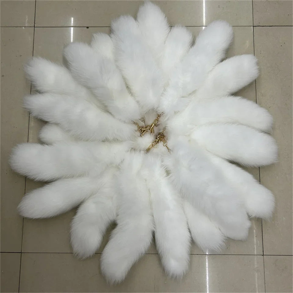 2024 Natural Fox Fur Tail Keychain – Chic Y2K Furry 40cm Keyring Accessory for Women’s Car Keys