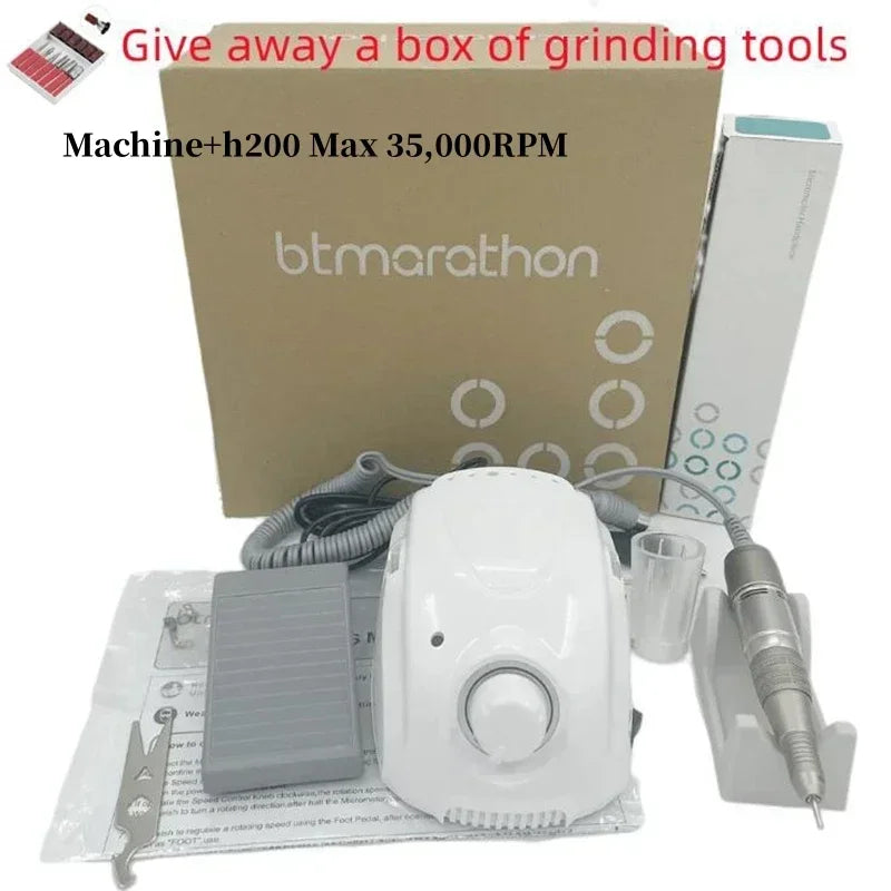 65W Electric Nail Drill BT Marathon Champion-3 – Micromotor Control Box DC30V, 35000RPM, H200 Handle Milling Machine for Manicure