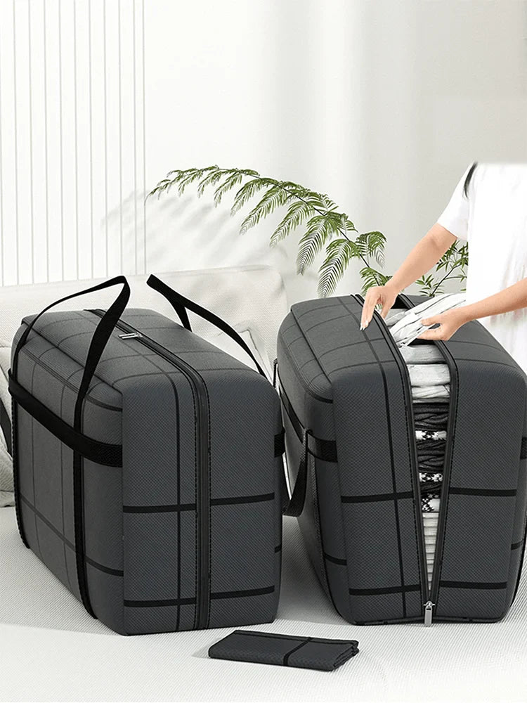 Large Capacity Black Storage Bag: Super Load-Bearing, Dustproof, Moisture-Proof with Zipper - 1PC