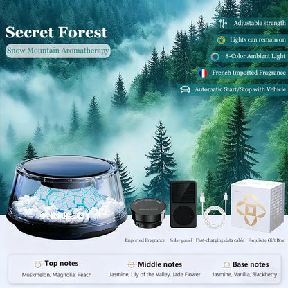 Solar Car Electric Aromatherapy Diffuser – AI Adjustable, Simulated Glacier Color, Alcohol-Free for Car, Home, Bedroom Gift